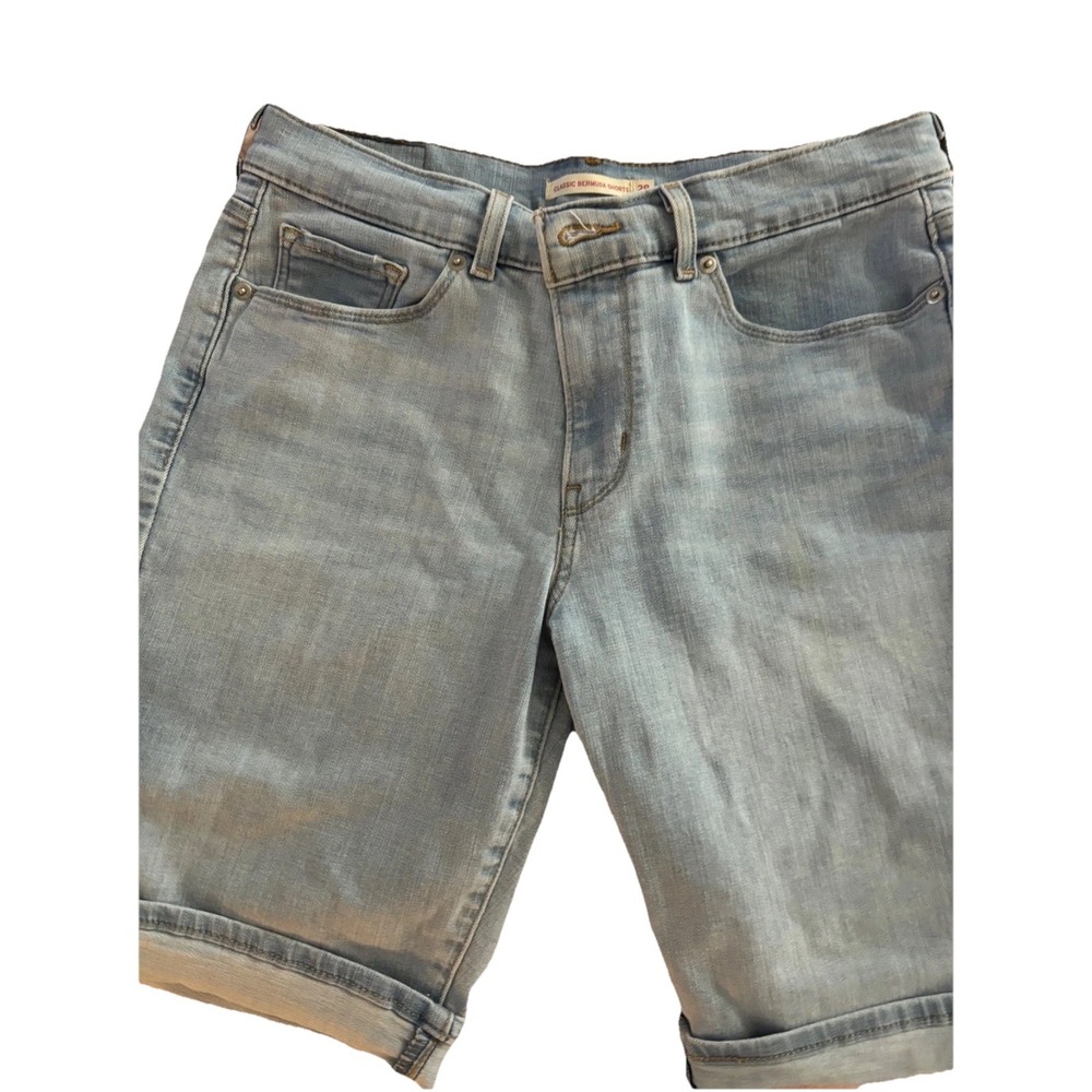 Levis Women's shorts 28w blue denim shorts‎ Comfort Stretch Distressed Stretch